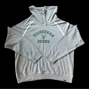 Gray Cowl Neck Milwaukee Bucks Sweatshirt - NWOT